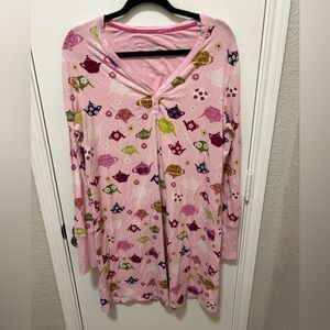 Nick & Nora Tea Pot Pink Nightgown Size Medium Read